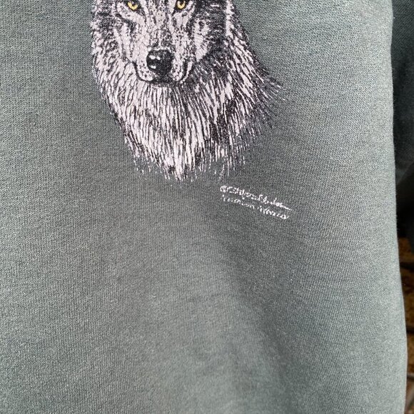 Vintage 1993 Northern Woods Wolf Print Crewneck XL - Picture 4 of 8